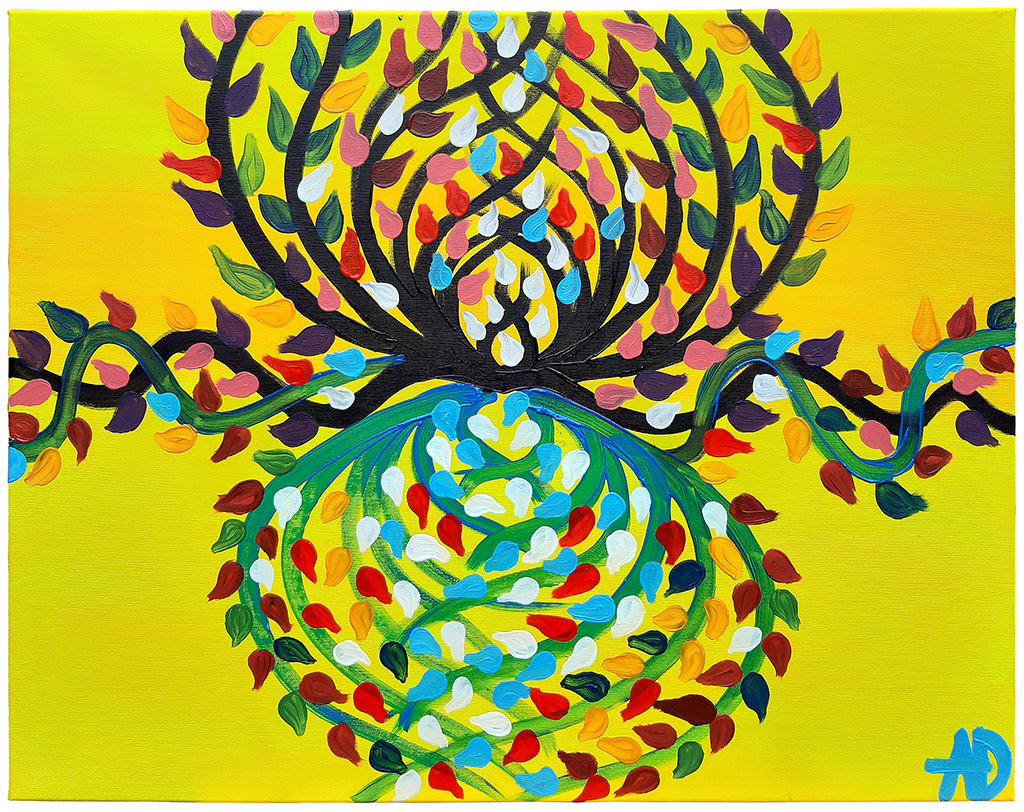 DIGITAL TREE - Acrylic & Oil on Canvas Painting