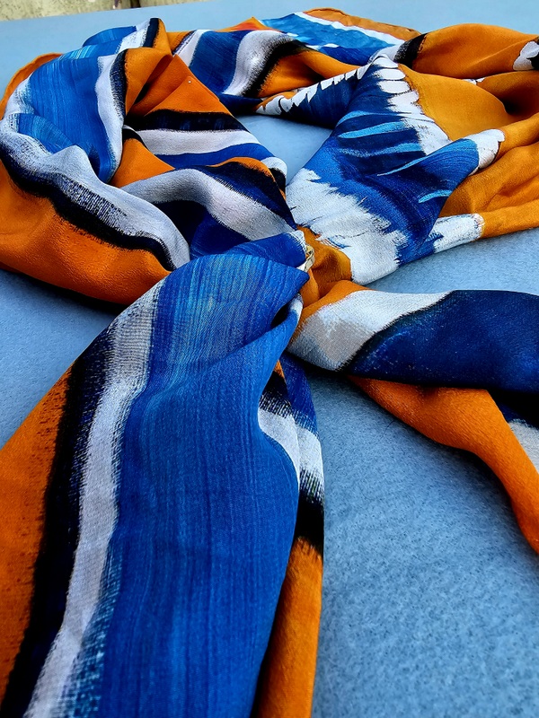 Life- Anda Abstract Large Silk Scarf - Image 4