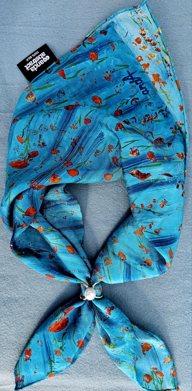 Poppies- Anda Abstract Small Silk Scarf - Image 4