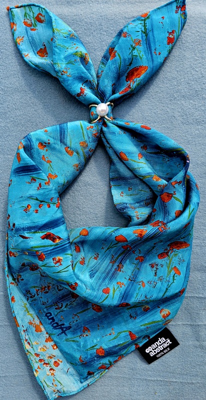 Poppies- Anda Abstract Small Silk Scarf - Image 2