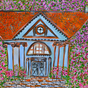 Anda Abstract Painting - "Durbes Castle In Roses"