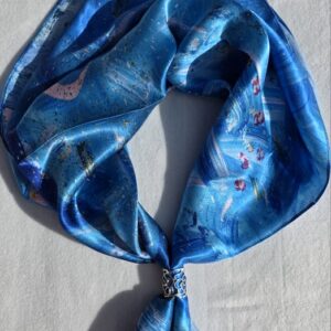 Anda Abstract Silk Scarf - "Sky"