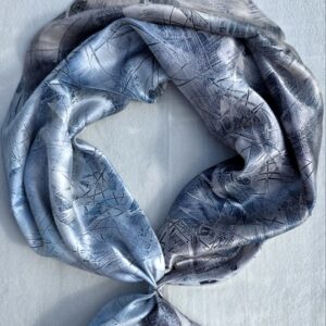 Anda Abstract Satin Silk Scarf - "Skating" 90cm x 90cm