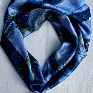 Anda Abstract Satin Silk Scarf - "Golden Age" 90cm x 90cm