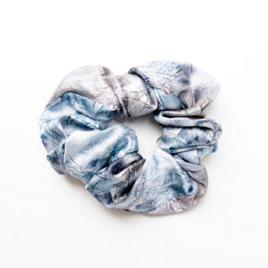 Anda Abstract Silk Hair Scrunchie - "Ice Rink" Large